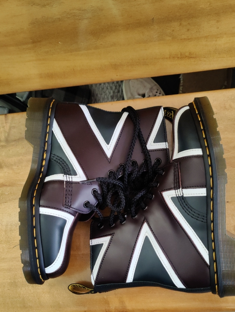 Dr. Marten 1460 Pascal Brit Navy Like New Condition Oxblood & White Ladies Size7 - Picture 7 of 13
